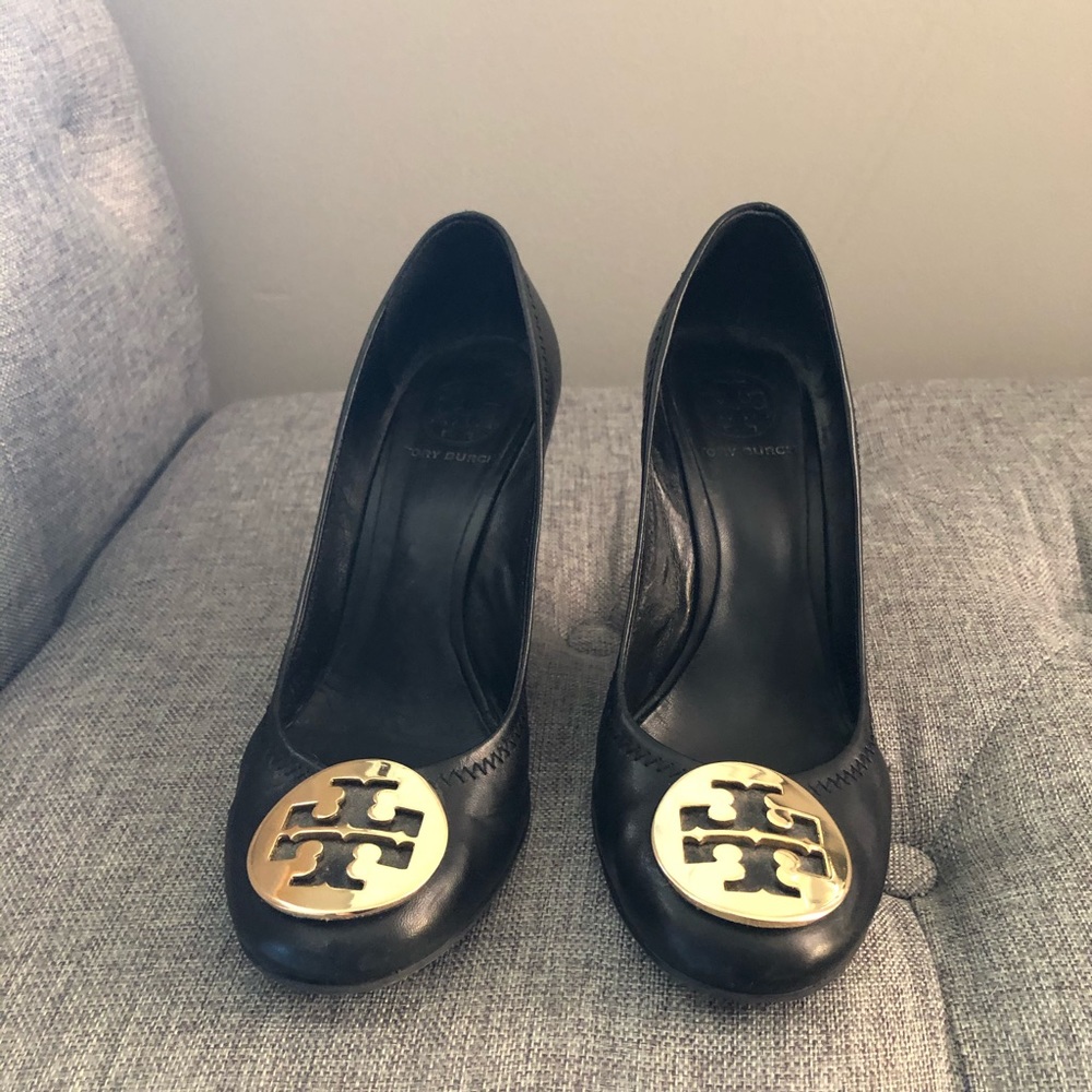 Tory Burch Black Leather Wedge